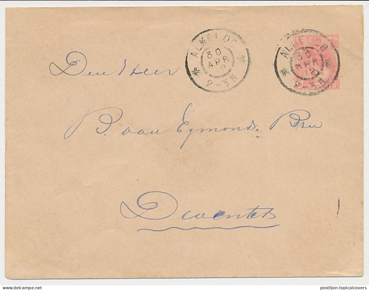 Envelop G. 8 A Almelo - Deventer 1902 - Interi Postali