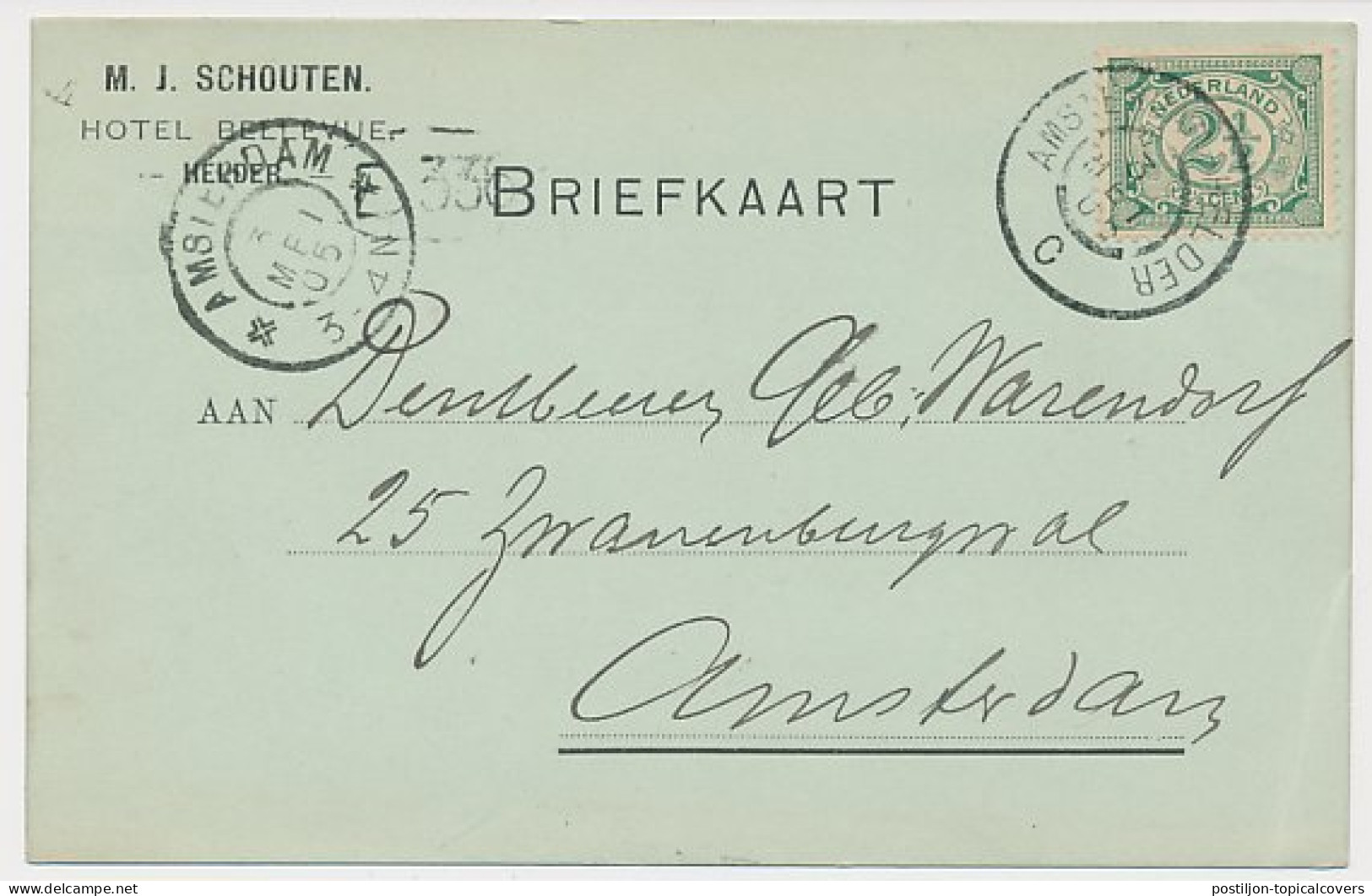 Firma Briefkaart Amsterdam 1905 - Hotel Bellevue - Non Classificati