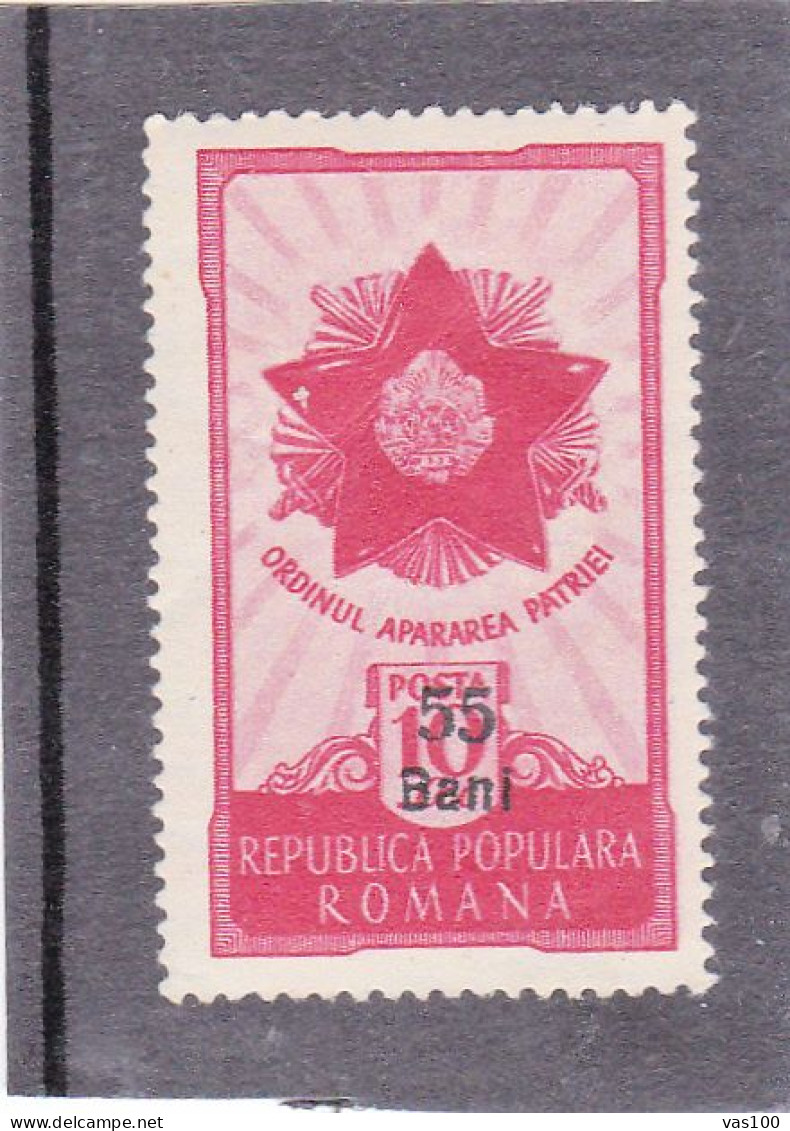 COAT OF ARMS DEFENSE OF THE MOTHERLAND 1952 OVERPRINT  MI.Nr.1349 ,MNH, ROMANIA - Unused Stamps