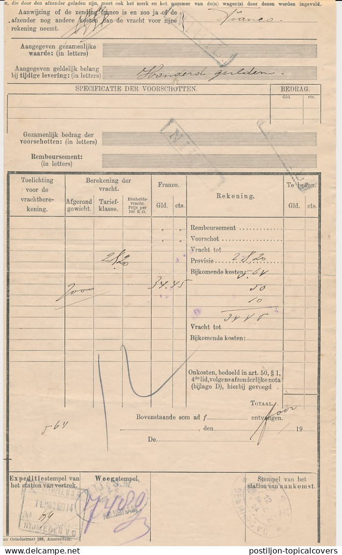 Vrachtbrief Staats Spoorwegen Nijmegen - Den Haag 1914 - Etiket - Sin Clasificación