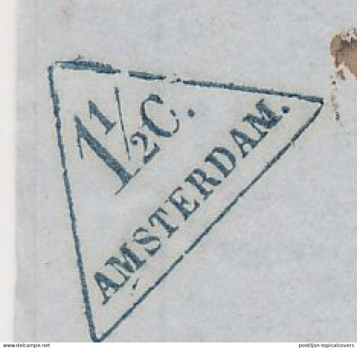 Amsterdam 1 1/2 C. Drukwerk Driehoekstempel 1855 - Fiscales