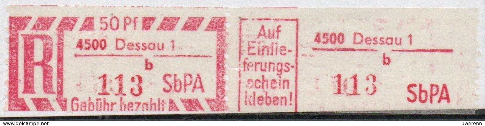 DDR Einschreibemarke Dessau SbPA Postfrisch, EM2F-4500-1b(4) RU (b) Zh - Labels For Registered Mail