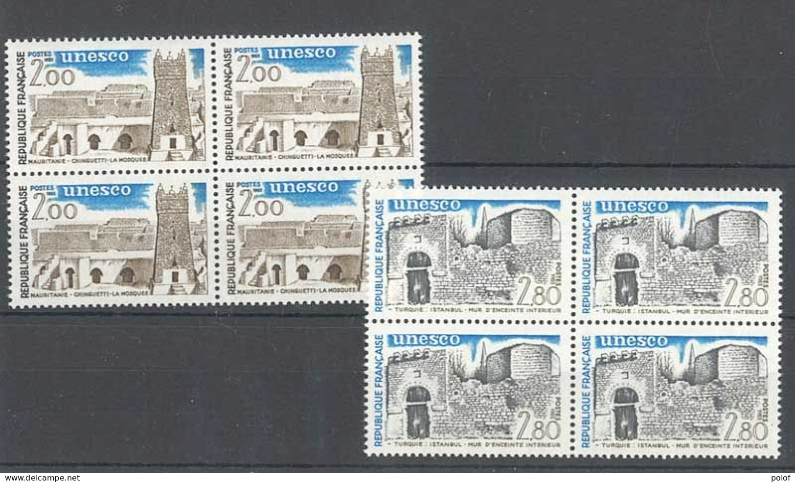 TIMBRE DE SERVICE - Unesco  - 2 Blocs De 4 Timbres - Yvert 75-76 - Neuf Sans Trace De Charnière - Mint/Hinged