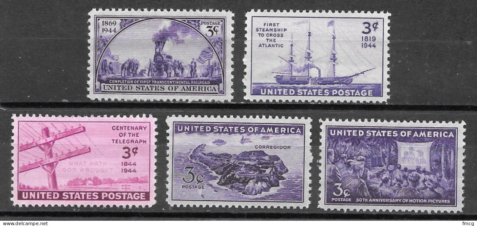 1944 Commemorative Year Set - 5 Stamps, Mint Never Hinged - Nuevos