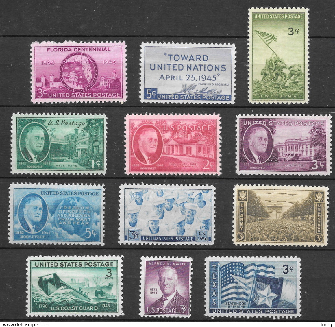 1945 Commemorative Year Set  12 Stamps, Mint Never Hinged - Unused Stamps
