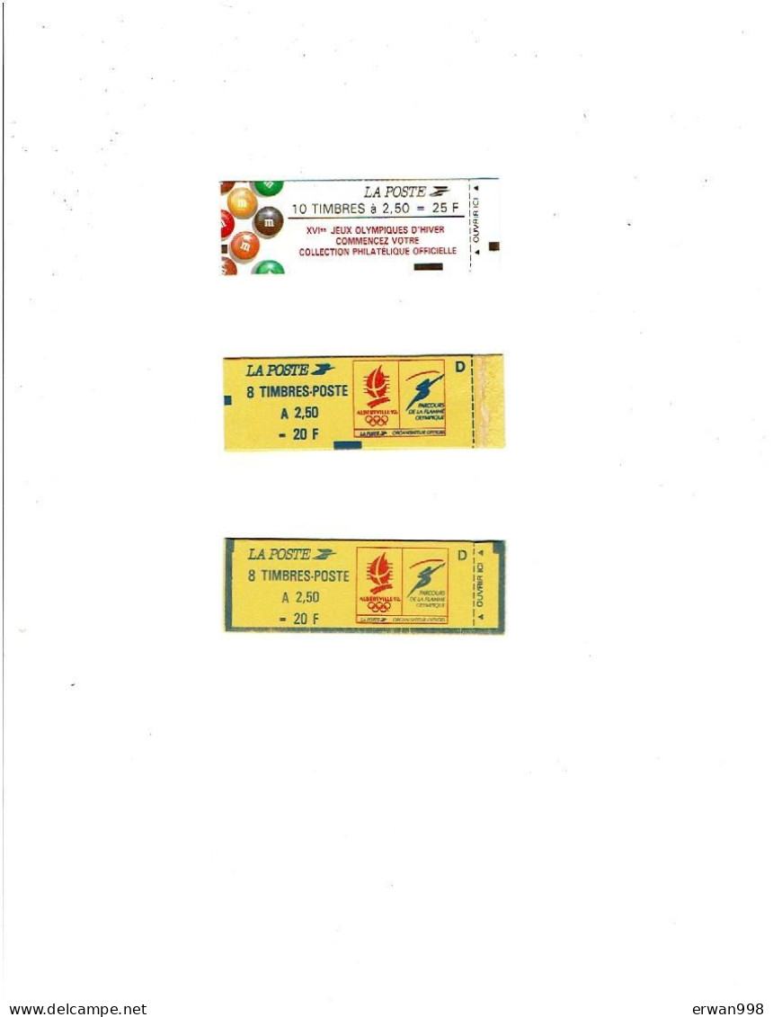 3 Couvertures De Carnets De 8  Timbres à 2.50frs Vides Jeux Olympiques ALBERTVILLE   (1130) - Hiver 1992: Albertville