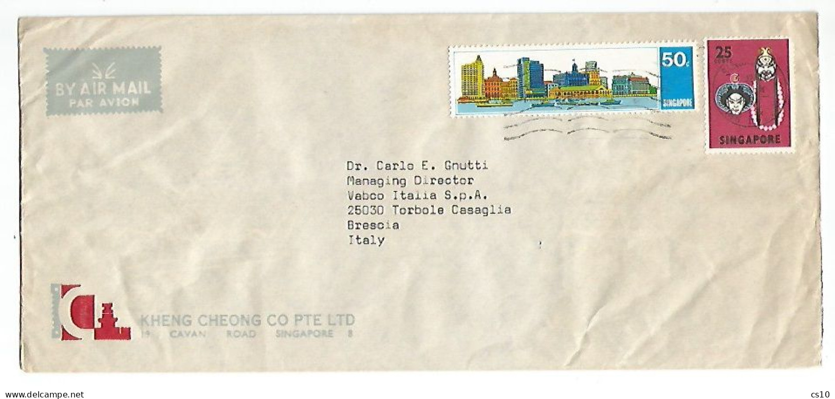 Singapore Airmail CV 30apr1971 With Tourism Waterfront C.50 + Regular C.25 Solo - Singapur (1959-...)