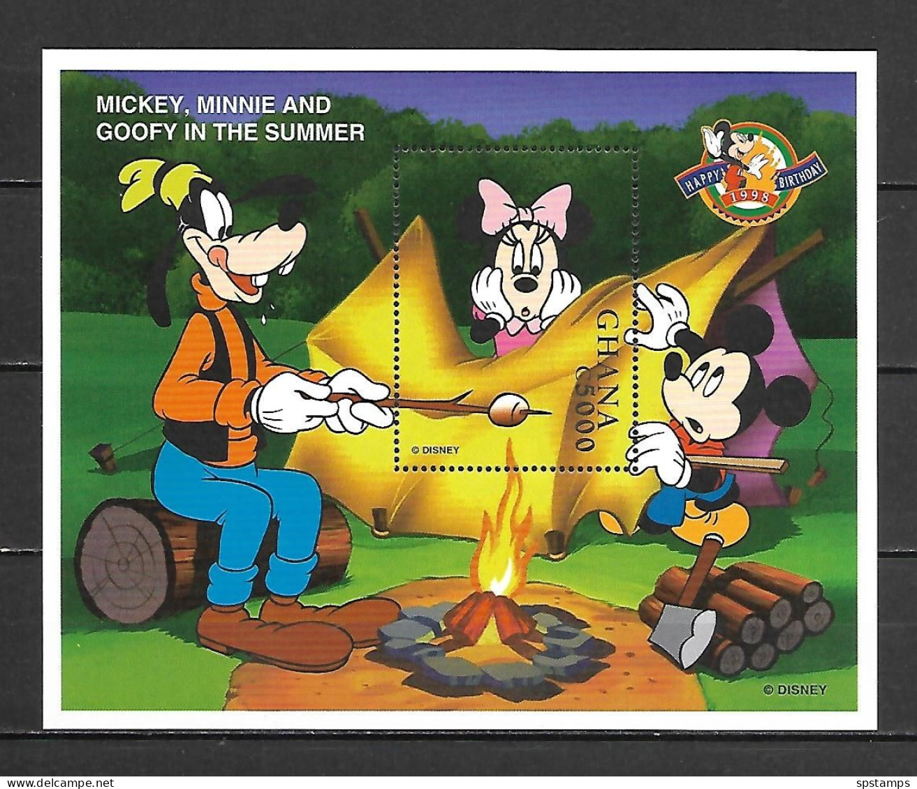 Disney Ghana 1998 70y - Mickey, Minnie And Goofy In Summer MS MNH - Disney