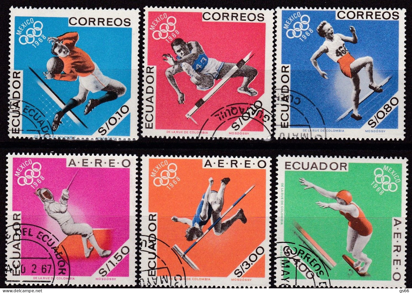 Ecuador, 1967, 1325/30, Used, Olympische Sommerspiele, Mexiko - Equateur