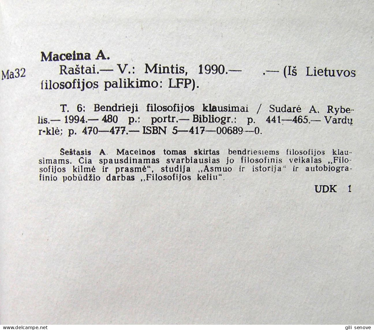 Lithuanian Book / Raštai (VI Tomas) By Maceina 1994 - Culture