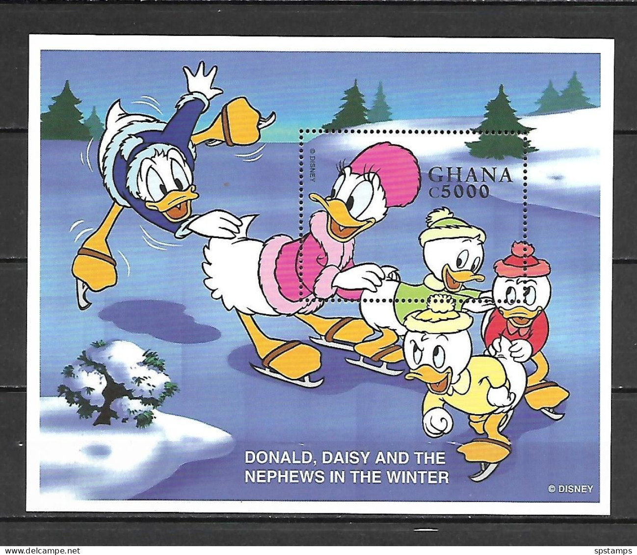 Disney Ghana 1998 Donald, Daisy And The Nephews In The Winter MS MNH - Disney
