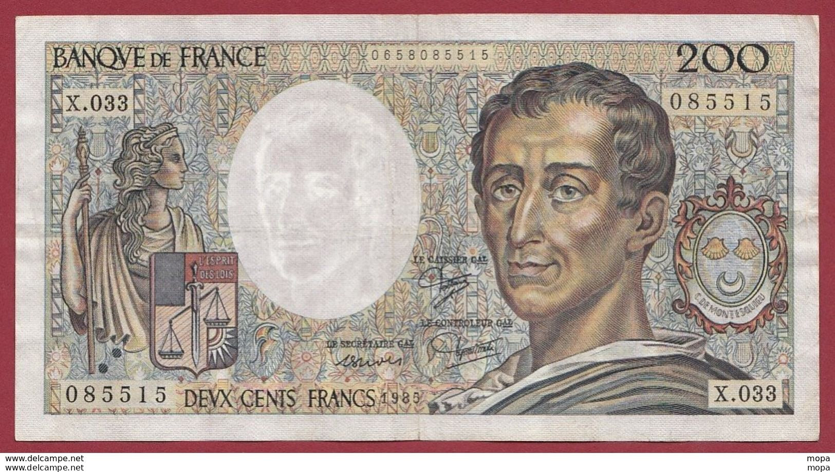 200 Francs "Montesquieu" 1985 --F/TTB+---ALPH -X.033--(2) - 200 F 1981-1994 ''Montesquieu''