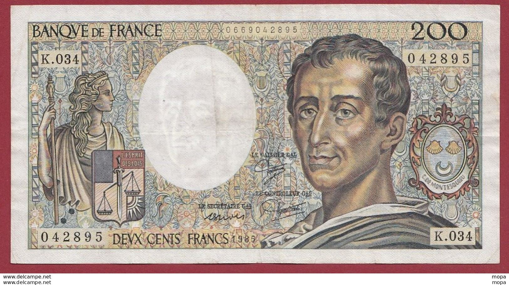 200 Francs "Montesquieu" 1985 --F/TTB+---ALPH -K.034--(3) - 200 F 1981-1994 ''Montesquieu''