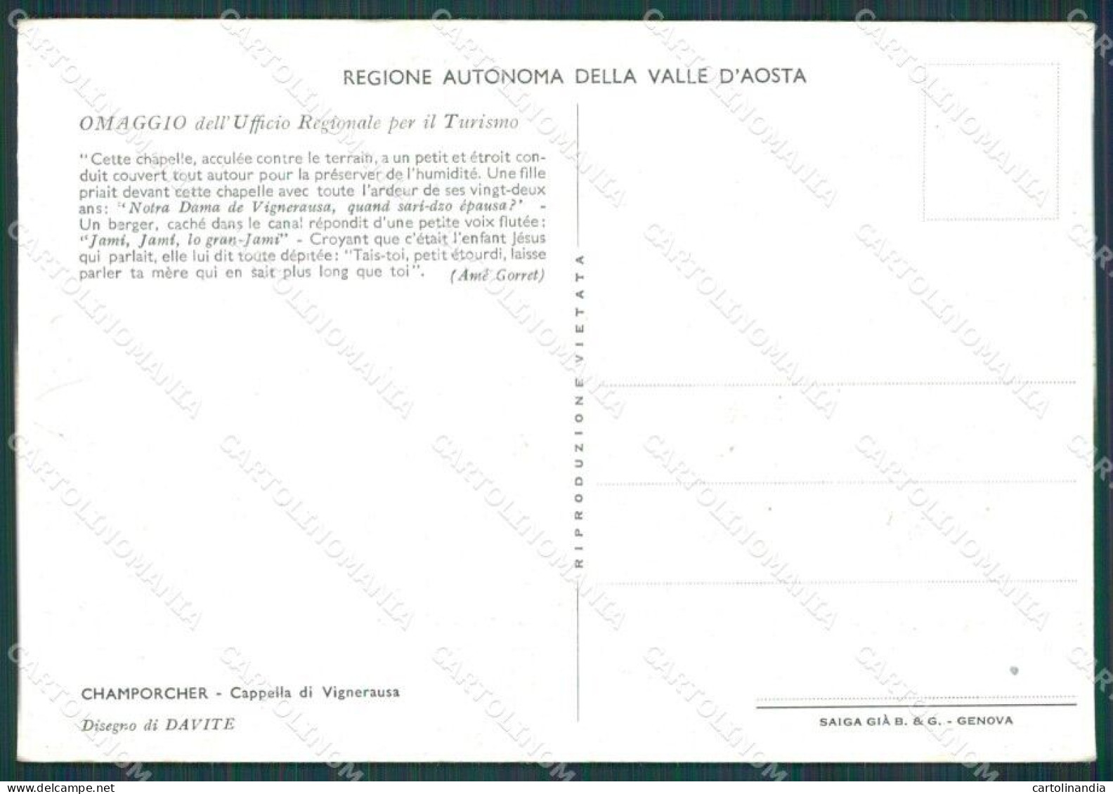 Aosta Champorcher Davite FG Cartolina KB3898 - Aosta