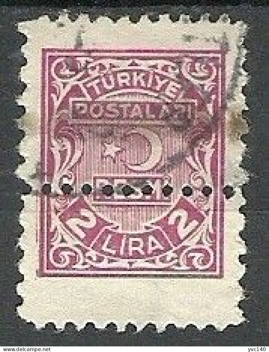 Turkey; 1947 Official Stamp 2 L. ERROR "Double Perf." - Sellos De Servicio