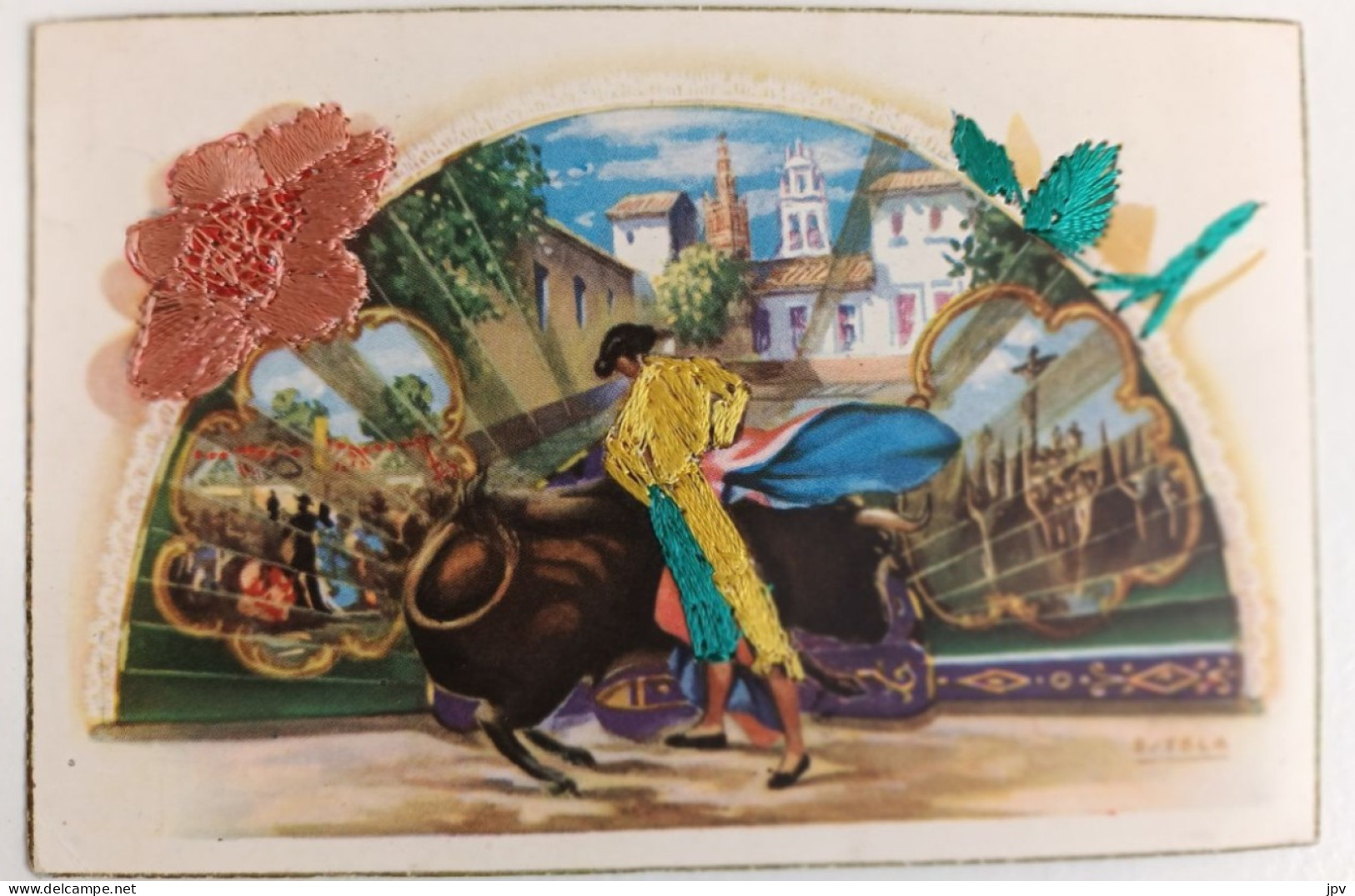 CARTE POSTALE BRODEE : CORRIDA. - Stierkampf