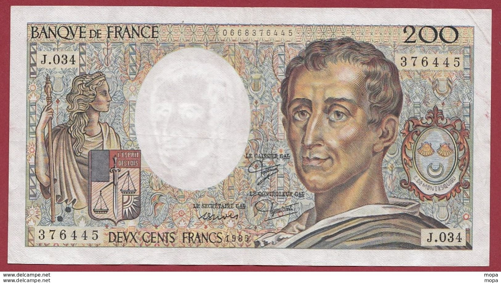 200 Francs "Montesquieu " 1985--TTB+ ---ALPH.J.034--(4) - 200 F 1981-1994 ''Montesquieu''
