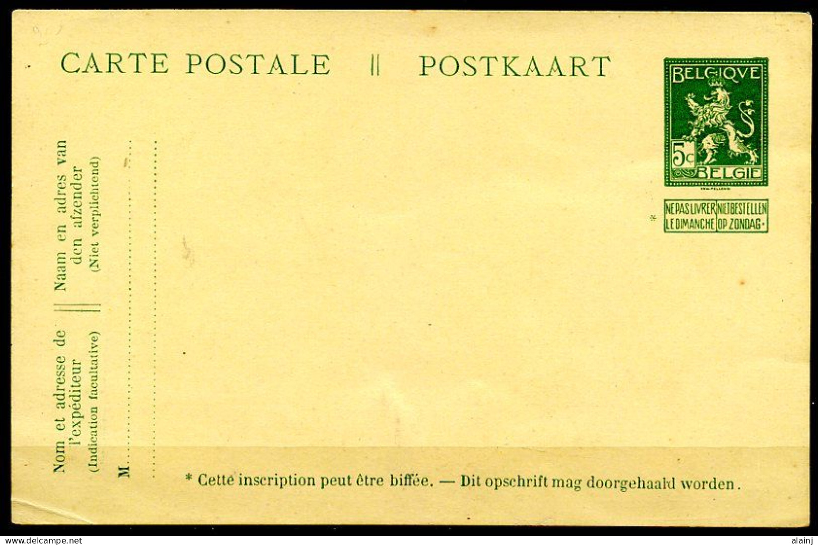 BE   Carte Postale  110   --   1912     ---  XX - Neuve  -  Lion 5c Vert - Postkarten 1909-1934