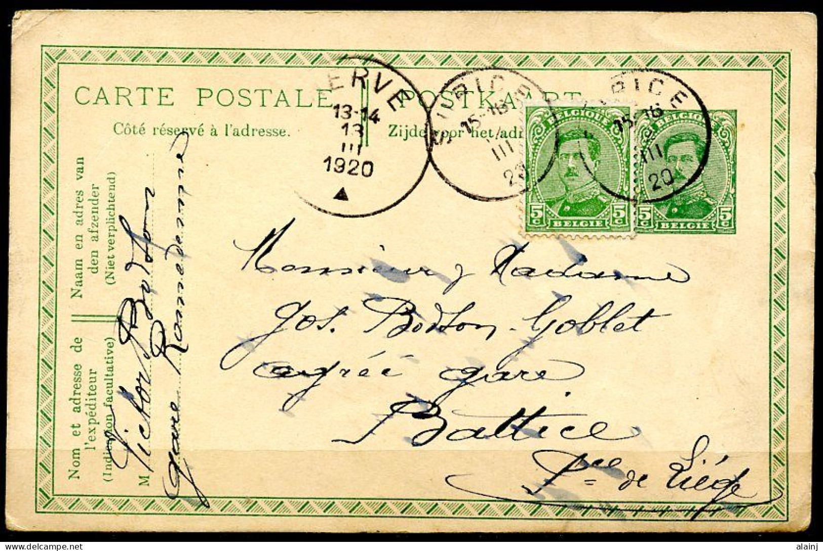 BE   CP 137  --  1920     ---   + 137   --   De Surice à Battice - Postcards 1909-1934