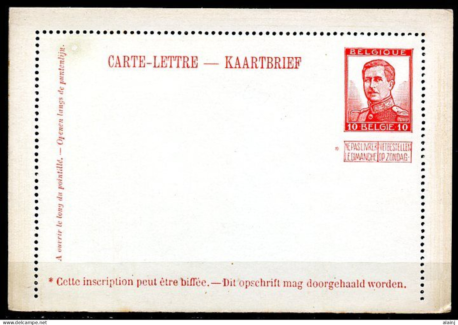 BE   Carte Lettre  111   ---   1912     ---  XX - Neuve   -  Albert I 10c Rouge - Kartenbriefe