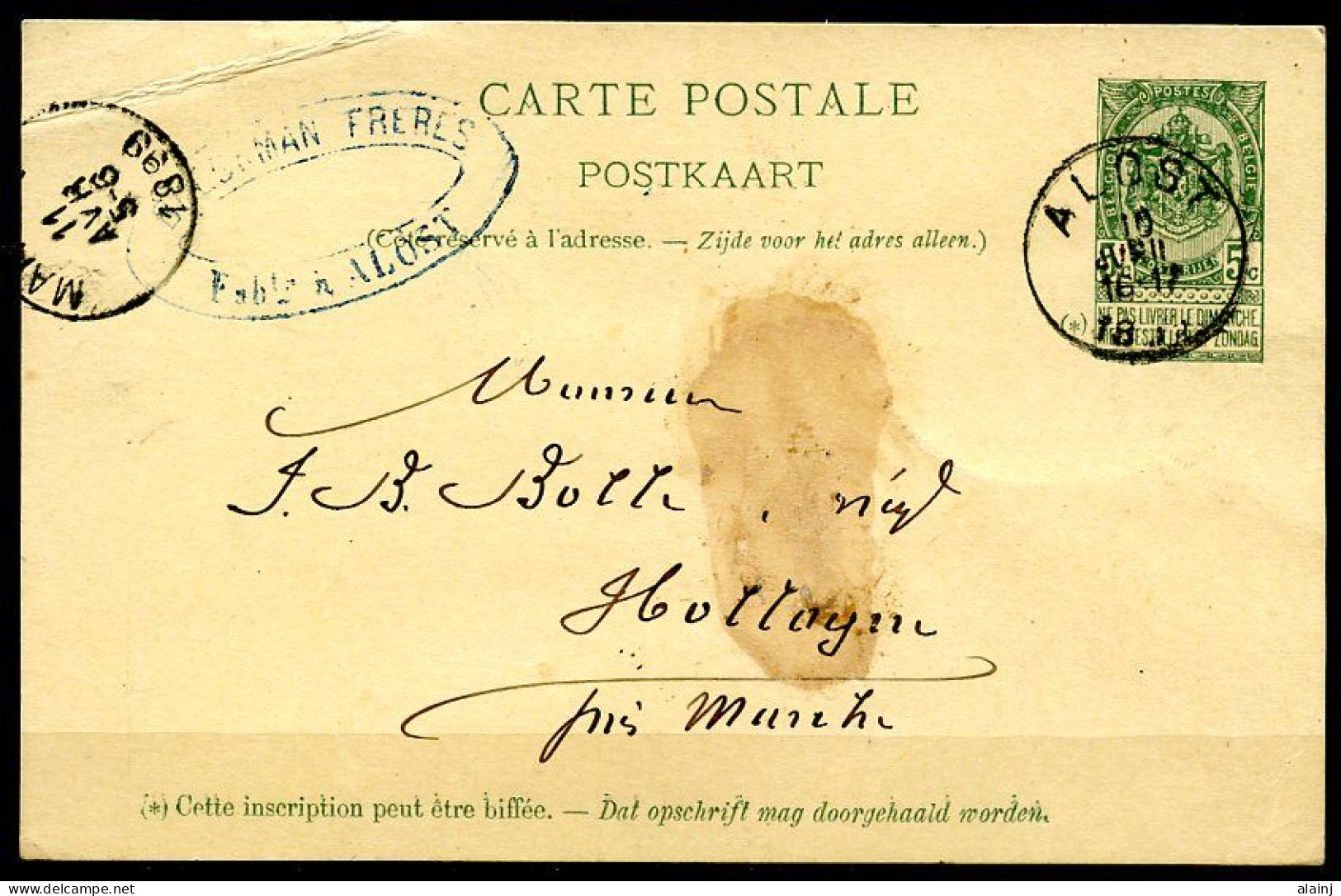 BE   CP 56  --  1899     ---   De Alost Vers Marche (Hollogne) - Tarjetas 1871-1909