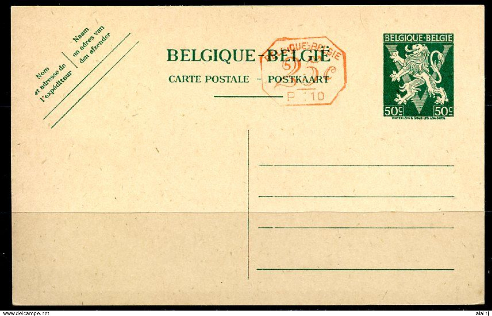 BE   Carte Postale  1944     ---  XX - Neuve  -  Lion Her. + V  -  50c  +  Cachet Sur.  -  678   - Briefkaarten 1934-1951