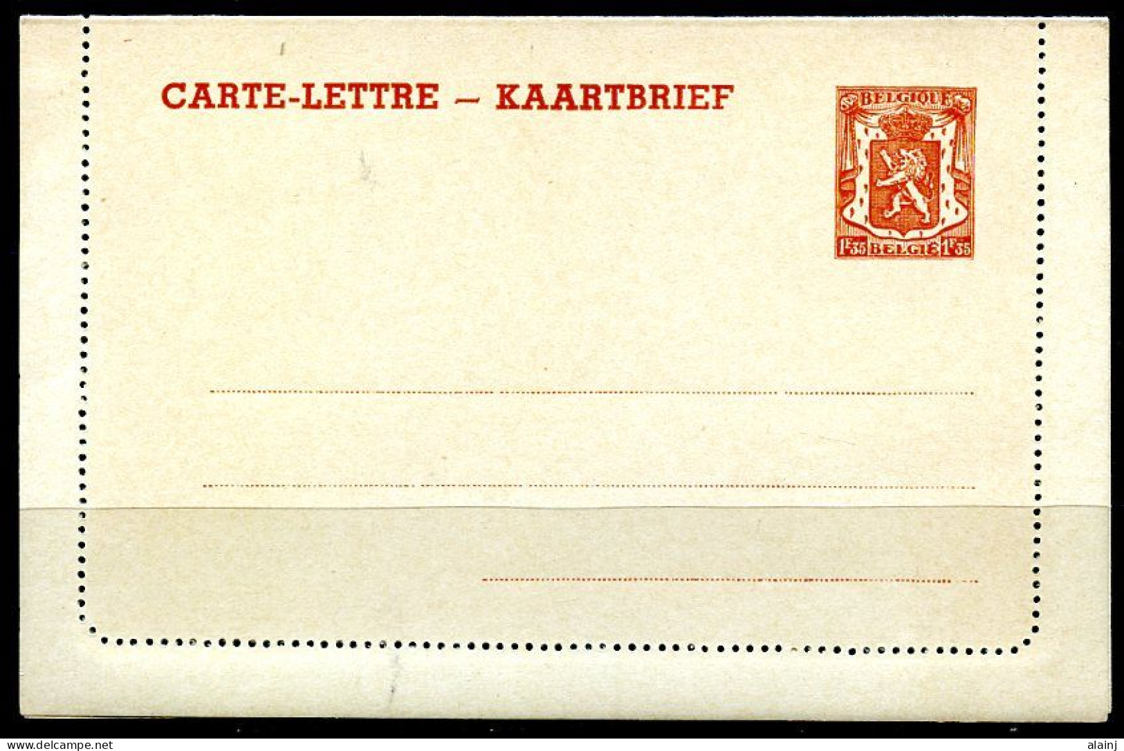 BE   Carte Lettre  1945 - 1950     ---  XX - Neuve  -  Petit Sceau 1fr35  --  Brun Orange - Kartenbriefe