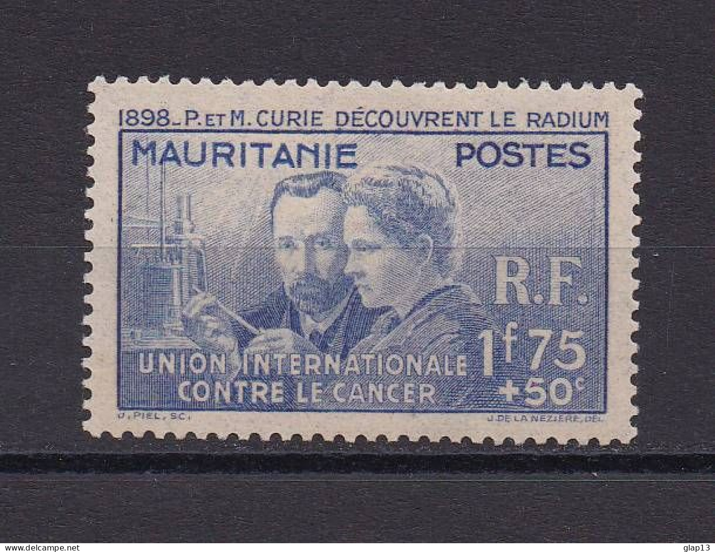 MAURITANIE 1938 TIMBRE N°72 NEUF AVEC CHARNIERE PIERRE ET MARIE CURIE - Ongebruikt