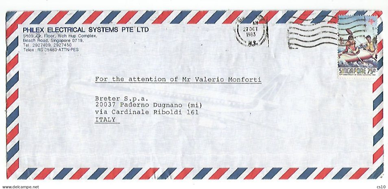 Singapore Airmail CV 27oct1983 With Boy Scouts  C75 Solo - Lettres & Documents