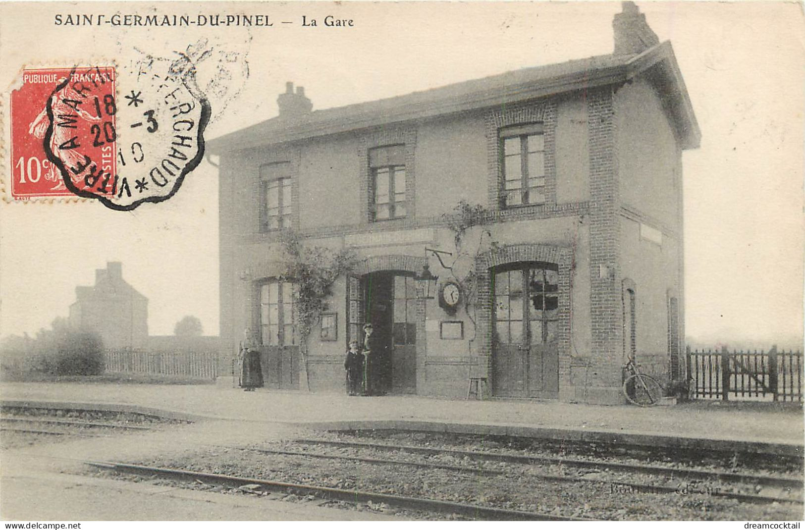 35 SAINT GERMAIN DU PINEL. La Gare 1910 - Saint-Germain-sur-Ille