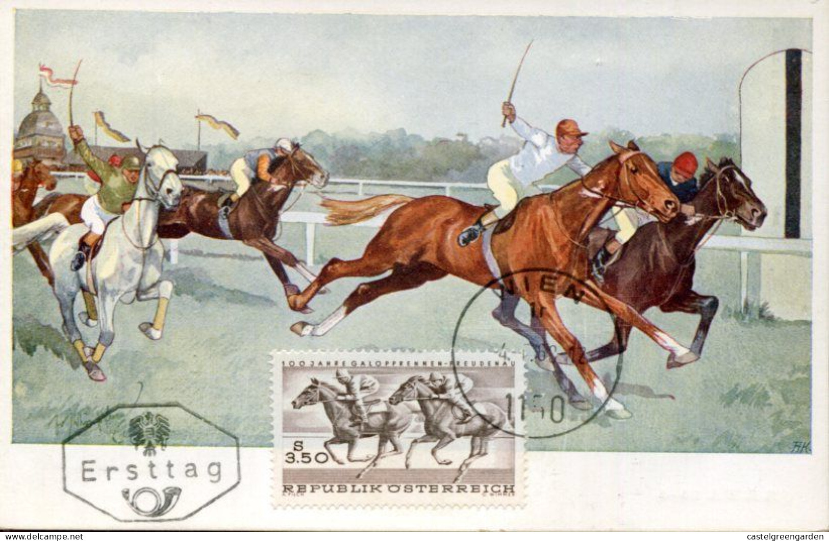 X0160 Austria, Maximum 1968 100 Years Of Horse Racing In Vienna - Cartoline Maximum