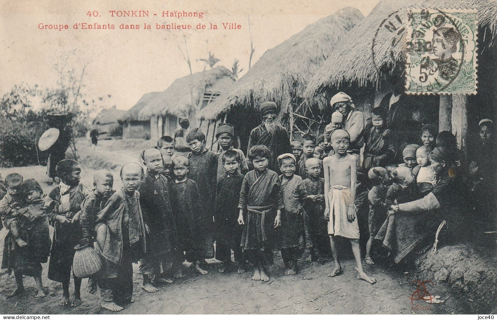 TONKIN, Indochine, Haïphong - Groupe D'enfants Dans La Banlieue De La Ville - Autres & Non Classés