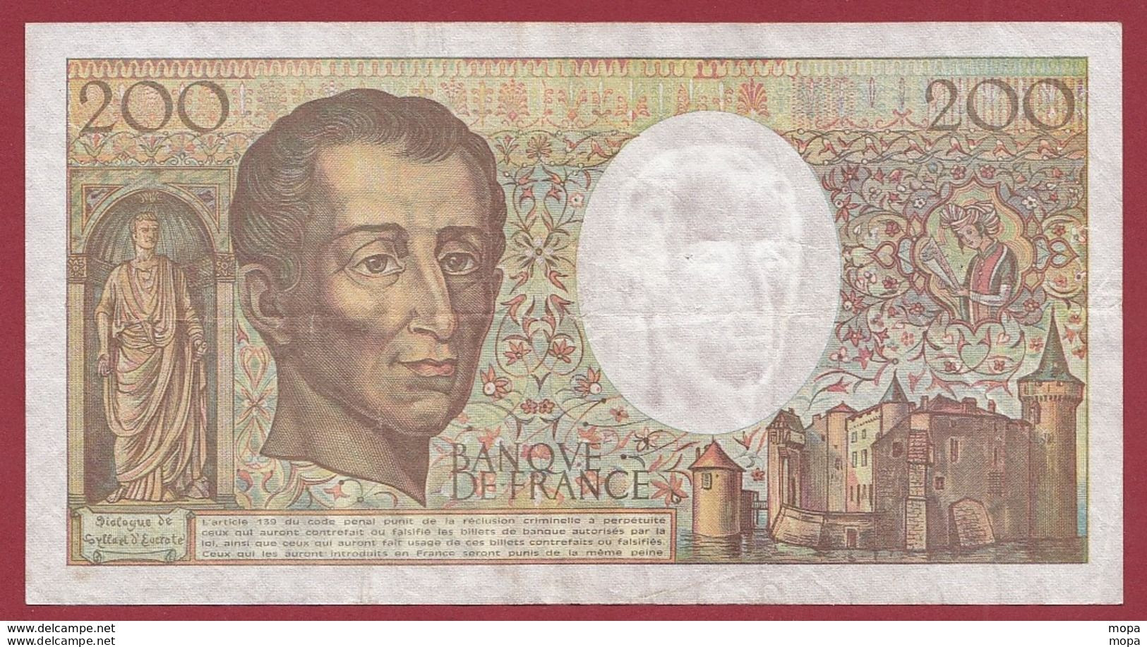 200 Francs "Montesquieu " 1990--F/TTB+ ---ALPH.D.141--(5) - 200 F 1981-1994 ''Montesquieu''