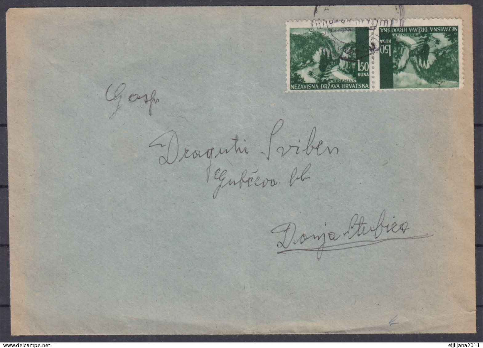 Croatia NDH 1942 WWII ⁕ Tete-beche Mi.51 On Blue Cover - To Donja Stubica - Croacia