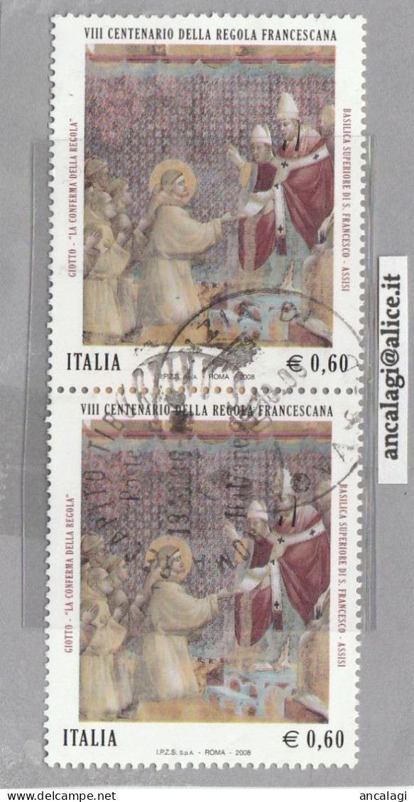 USATI ITALIA 2008 - Ref.1089A "REGOLA FRANCESCANA" 1 Val. In Coppia - - 2001-10: Used