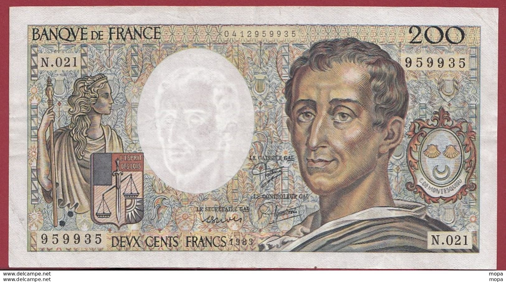 200 Francs "Montesquieu" 1983---TTB---ALPH .N.021--(6) - 200 F 1981-1994 ''Montesquieu''