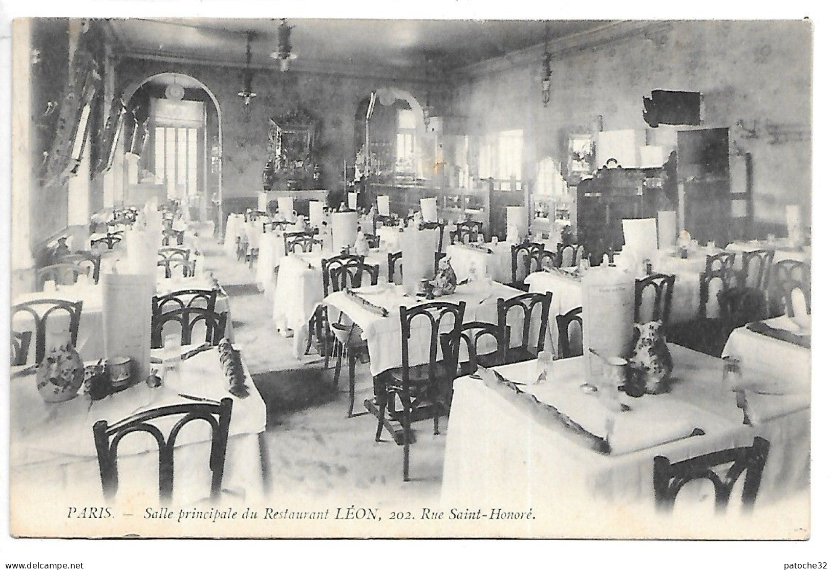 Cpa...Paris...salle Principale Du Restaurant "Léon" 202 Rue Saint-honoré...1906... - Restaurantes