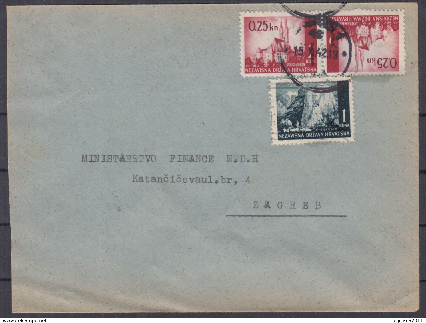 Croatia NDH 1942 WWII ⁕ Tete-beche Mi.83 On Blue Cover - To Ministry Of Finance, Zagreb - Croacia