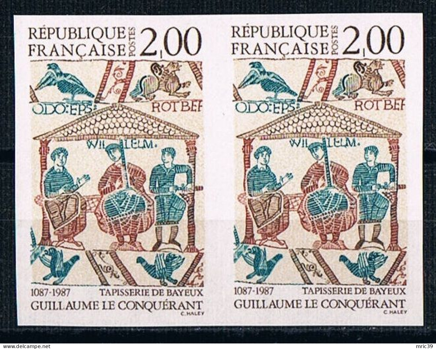 France 1987 N° 2492 Paire  Non Dentelé  IMP Neuf MNH **  Guillaume Le Conquérent - 1981-1990