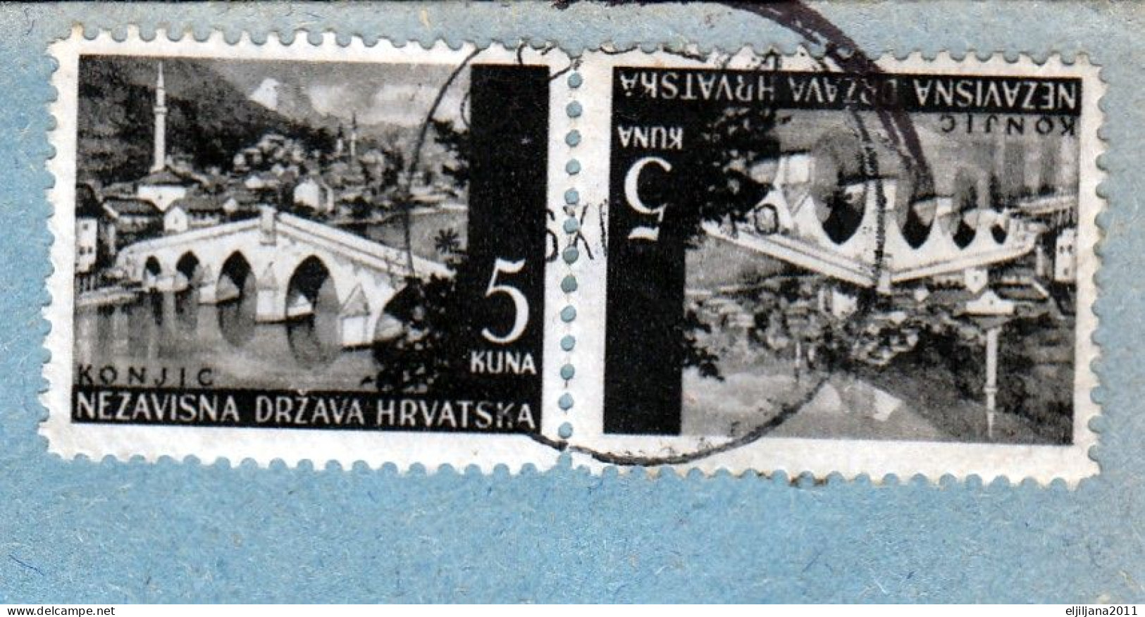 Croatia NDH 1942 WWII ⁕ Tete-beche Mi.55 On Blue Cover Expres - To "SUDBENI STOL", Zagreb - Croatie