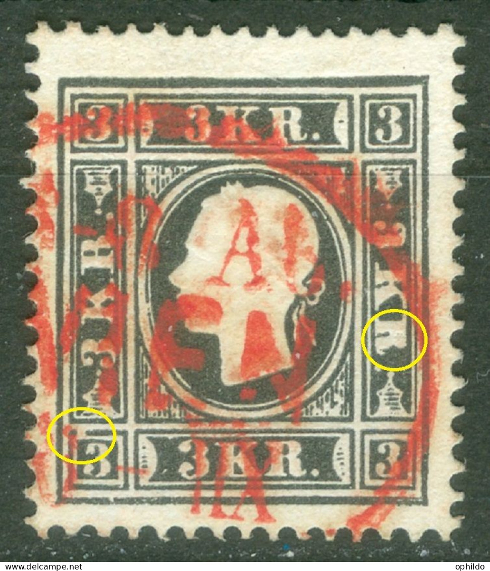 Autriche  Yv 7  Ou  ANK 11 Iaz Ob Superbe  Obli Rouge Des Recommandés - Used Stamps