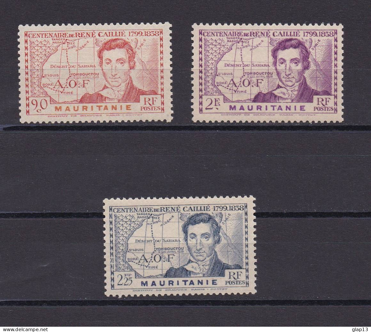 MAURITANIE 1939 TIMBRE N°95/97 NEUF** RENE CAILLIE - Neufs