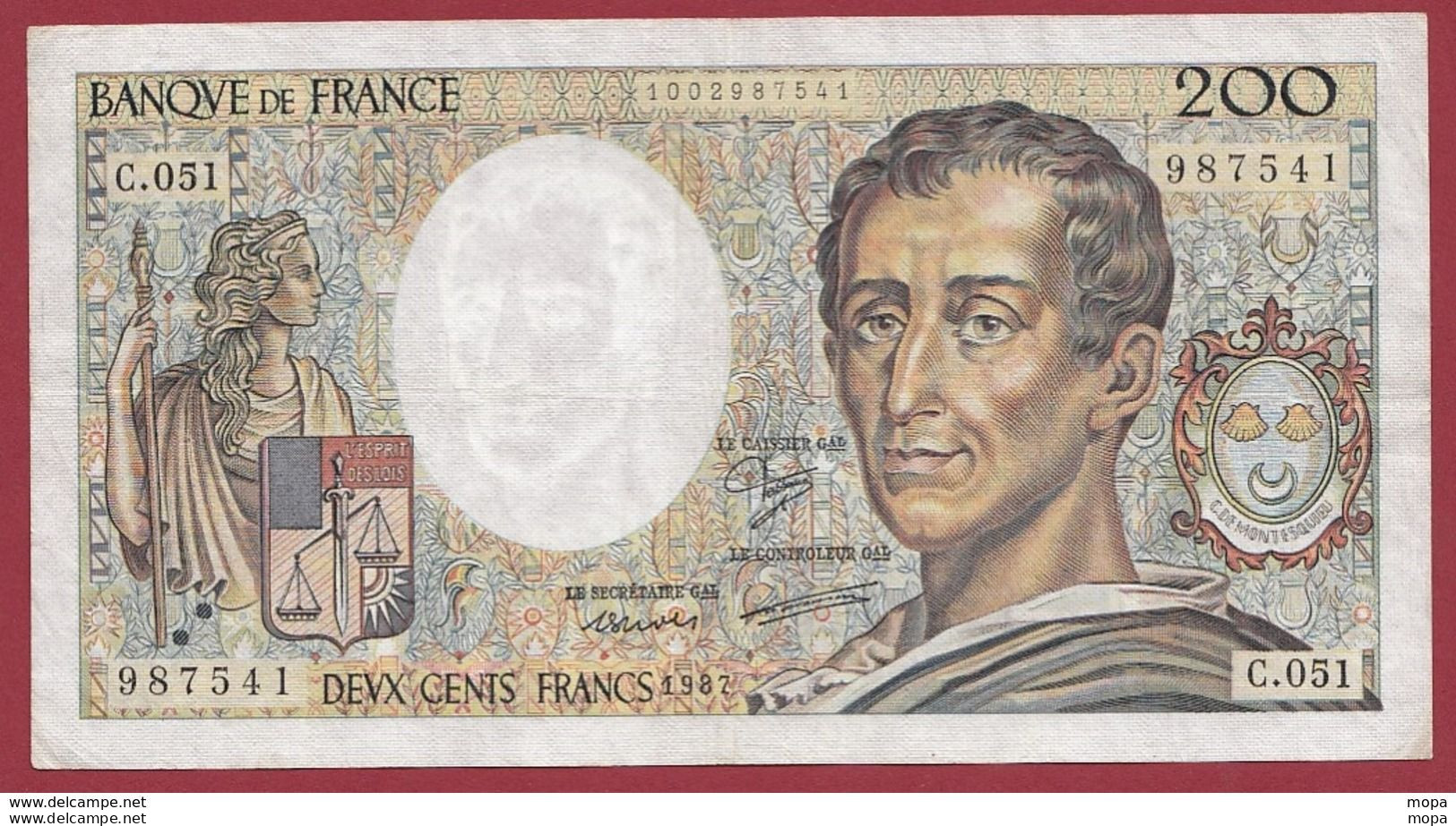 200 Francs "Montesquieu" 1987----TTB+--ALPH..C.051--(8) - 200 F 1981-1994 ''Montesquieu''