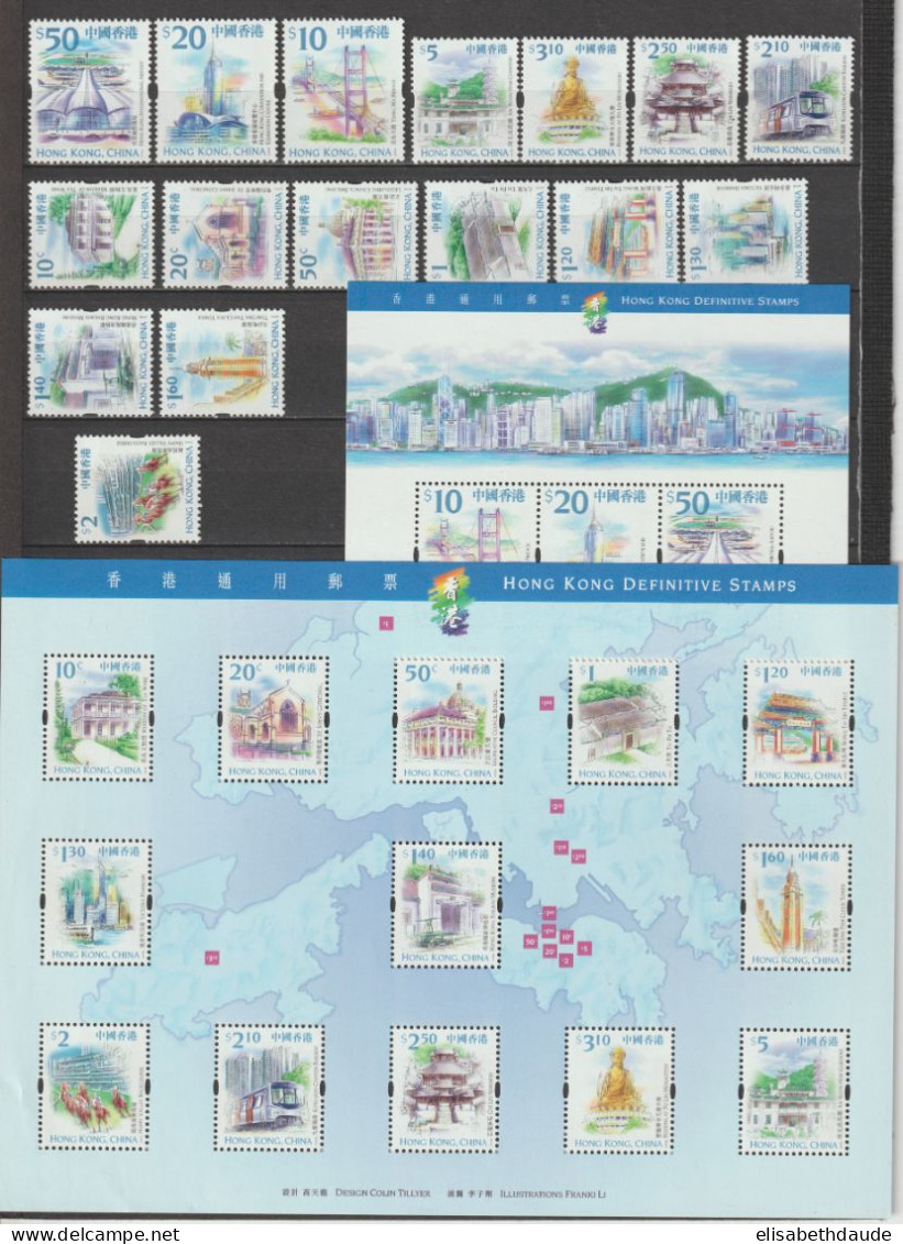 1999 - HONG KONG (CHINA) - SERIE COMPLETE EDIFICES YVERT N°908/923 + BLOCS 64/65 ** MNH - COTE = 85 EUR - Unused Stamps