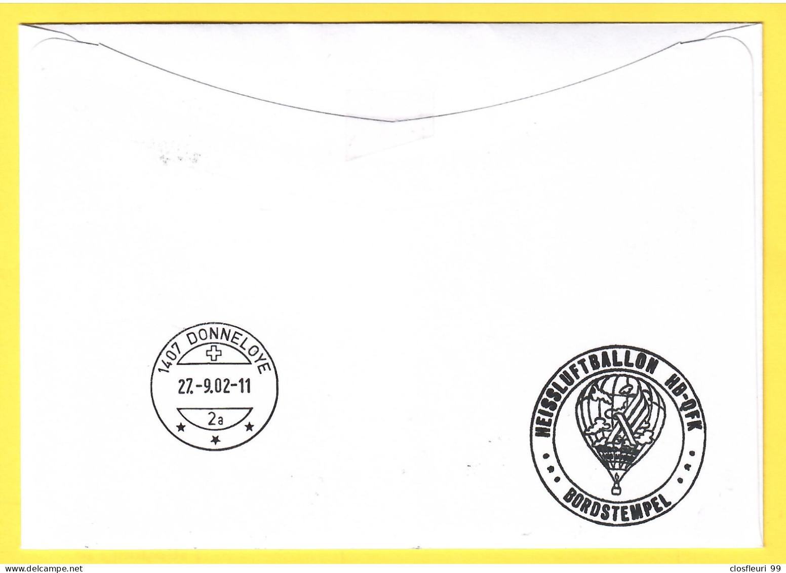 Vol Postal Par Ballon - Heissluftballon HB-QFK Bordstempel 27.9.2002 / TB - Postmark Collection