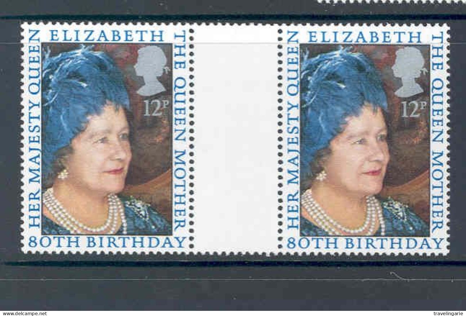 Great Britain 1980 London 1980 80st Birthday "Queen Mum" Gutterpair MNH ** - Ongebruikt