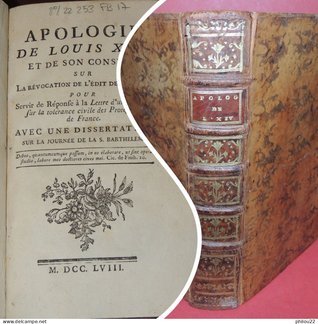 NOVI De CAVEIRAC Apologie De Louis XIV Edits De Nantes St-Barthélémy 1758 - 1701-1800