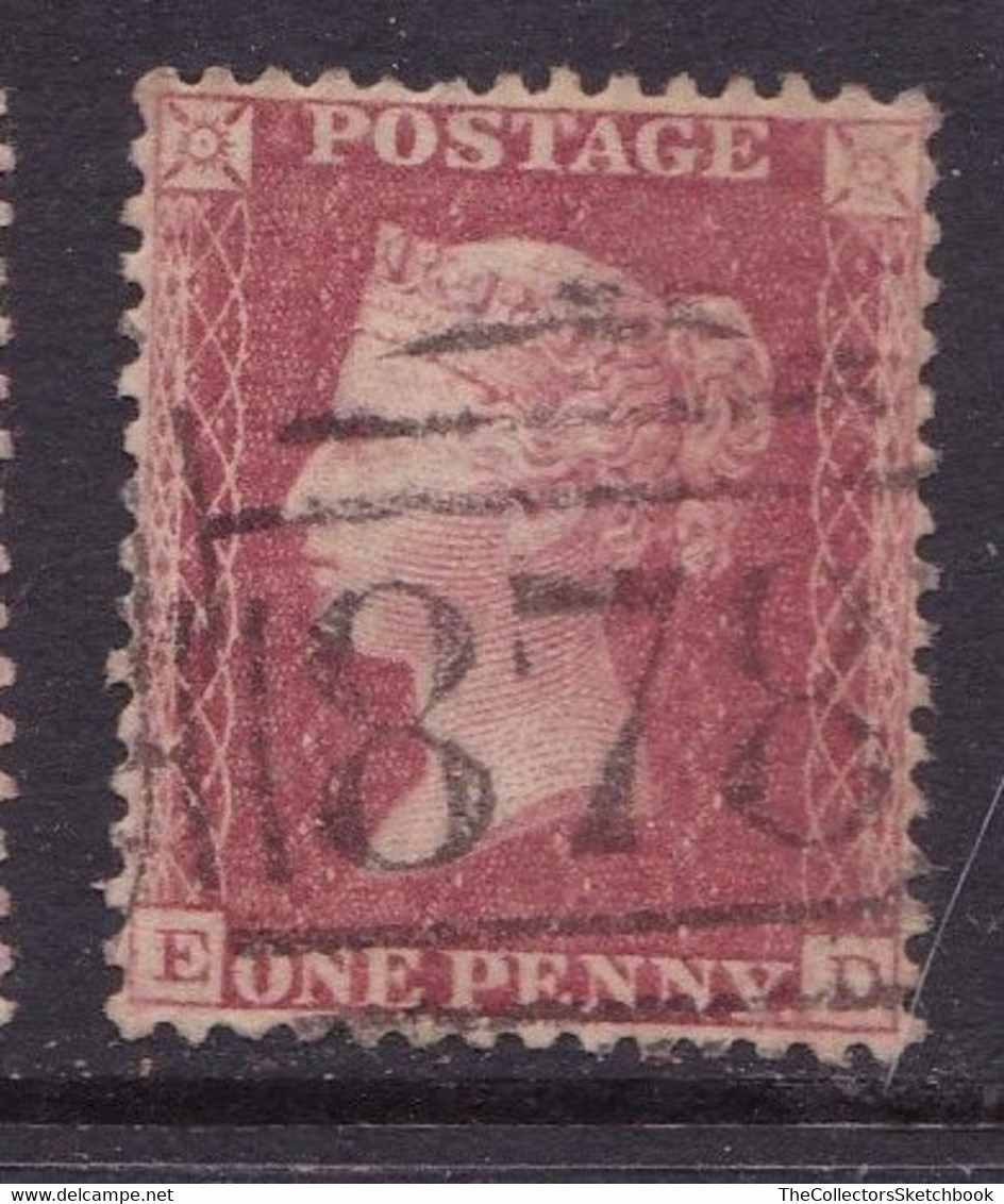 GB Line Engraved Victoria  Penny Red 'stars' Used. Perf 14. (postmark 878 Wigan?) - Usados