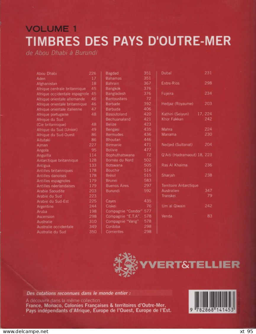 Yvert Et Tellier - Pays D'Outremer - Volume 1 - 2005 - Abou Dhabi A Burundi - France