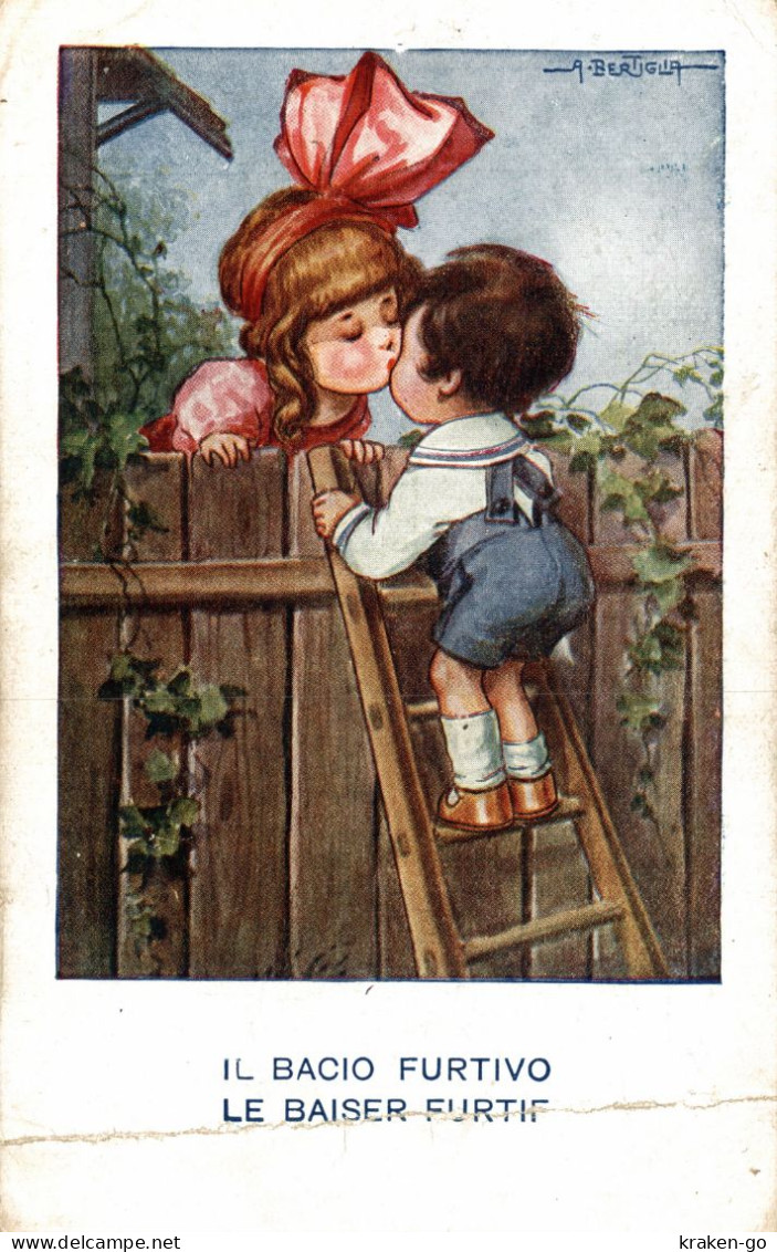 A. BERTIGLIA - Bambini - Bacio Furtivo - Scritta - #114 - PIEGA!!! - Bertiglia, A.